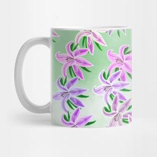 Floral Lily Green and Purple Mug